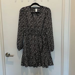 Long Sleeve Ruffle Hem Wrap Dress